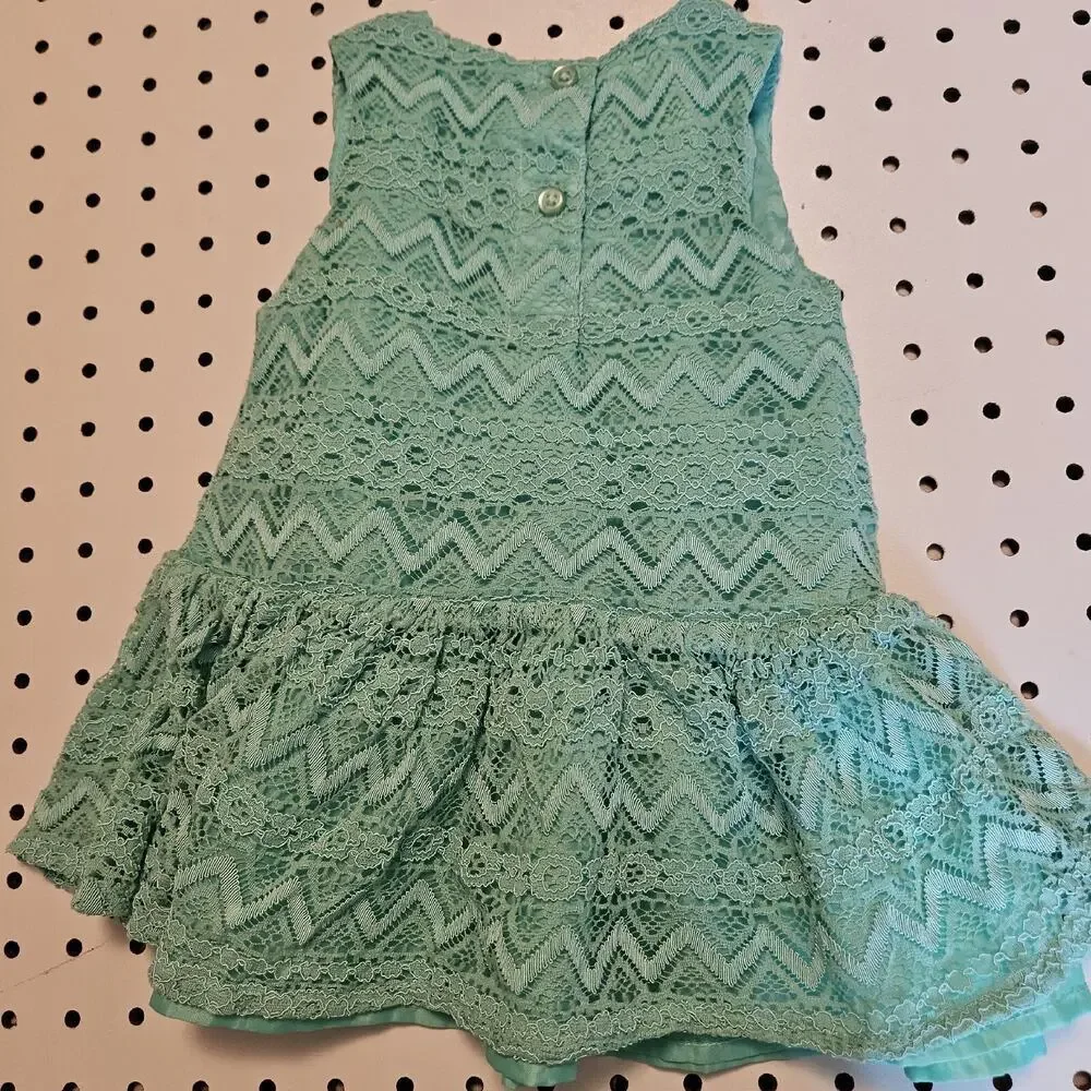 Wonder Kids Green Lace Dress 12 Mth Fully Lined Excellent Condition